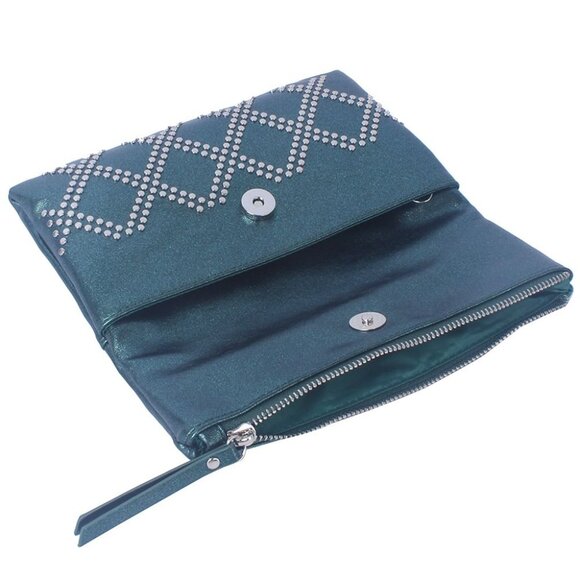 DIONA J WOMEN'S STYLISH STUD DESIGN ZIPPER CROSSBODY BAG COLOR BLACK - Picture 3 of 5